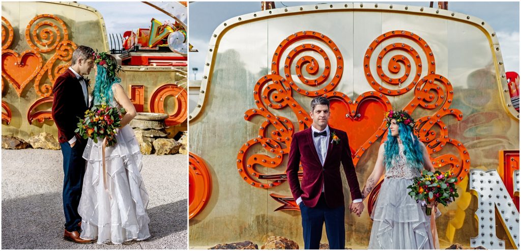 Neon Museum Elopement in Las Vegas by Nevada Wedding Photographer Jessica Manns Photography